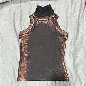 Metallic Black and Bronze Sleeveless Top